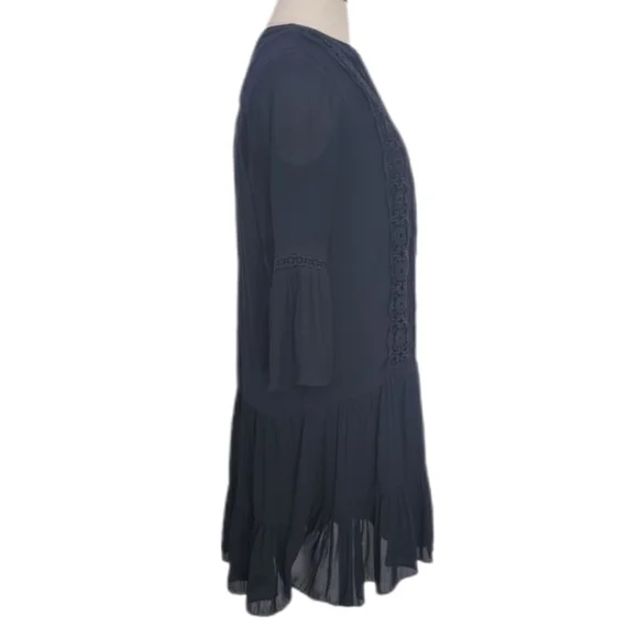 Loft Dress Ruffles and Lace Relaxed Fit Navy Size 6 - Picture 10 of 17